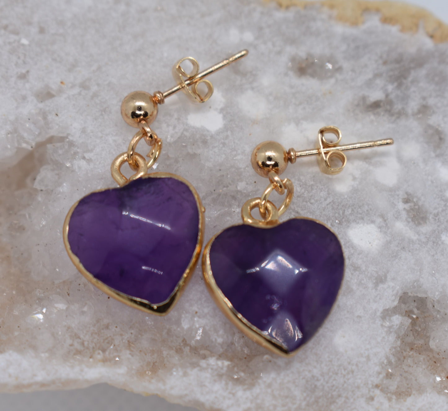 Oorbellen Amethist Hartjes middel