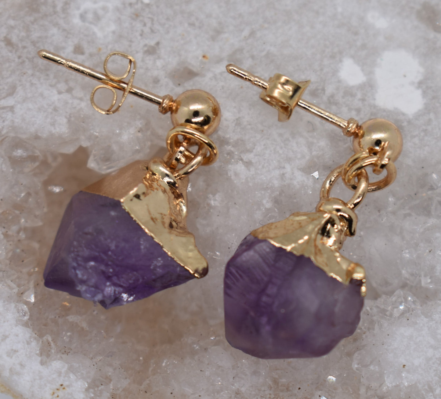 Oorbellen Amethist Ruw