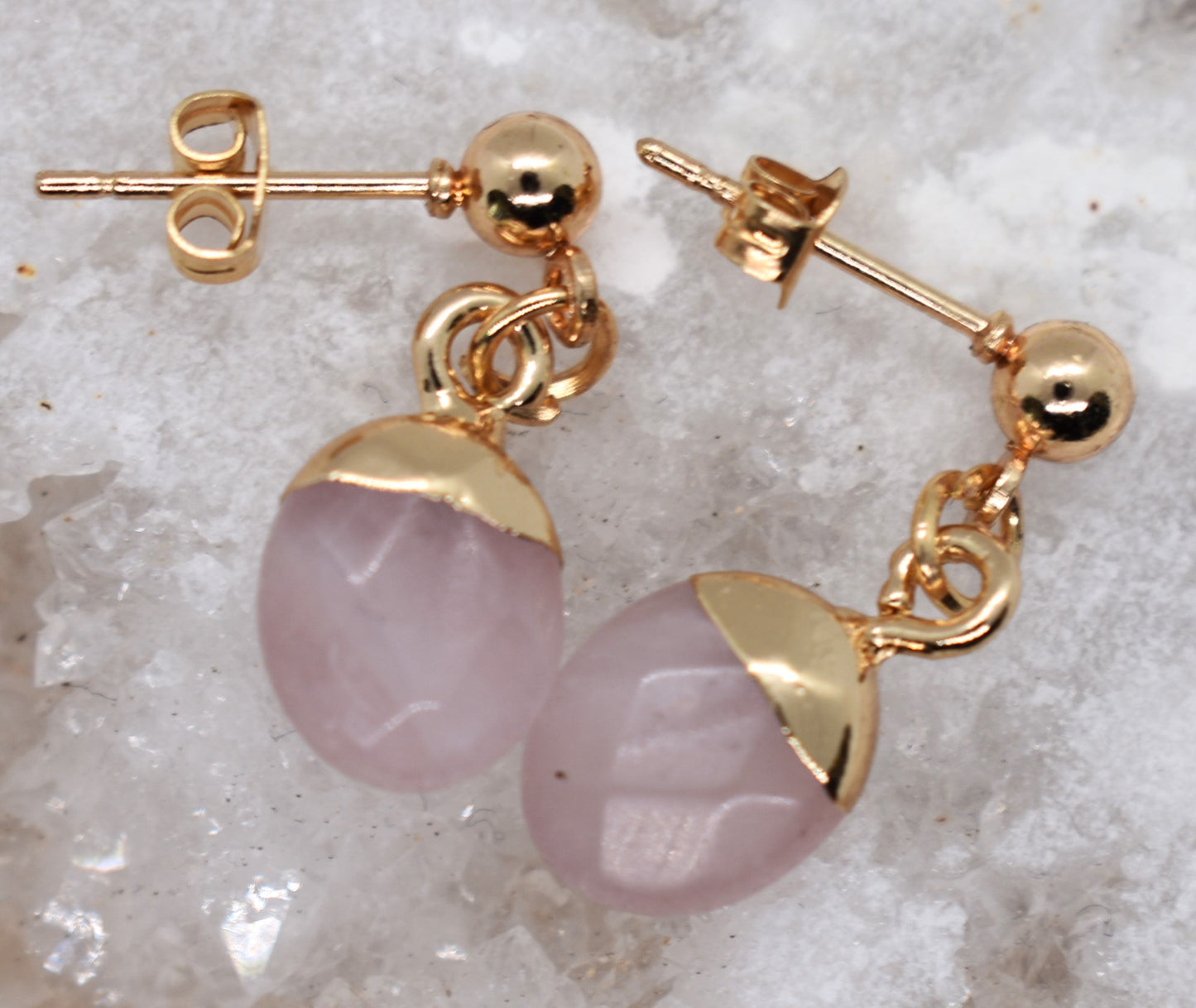 Oorbellen Rozekwarts ovaal