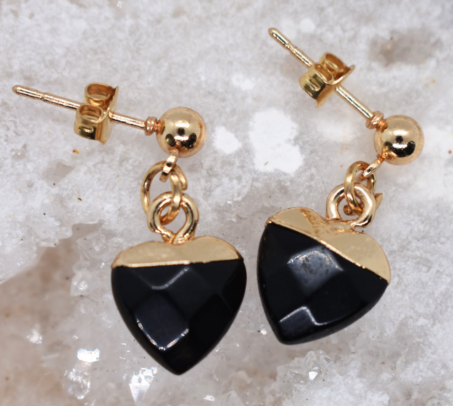 Oorbellen Obsidiaan hartjes klein