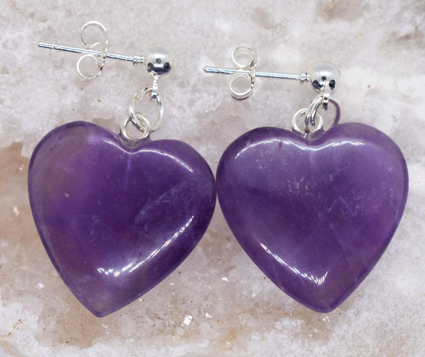 Oorbellen Amethist Hartjes groot