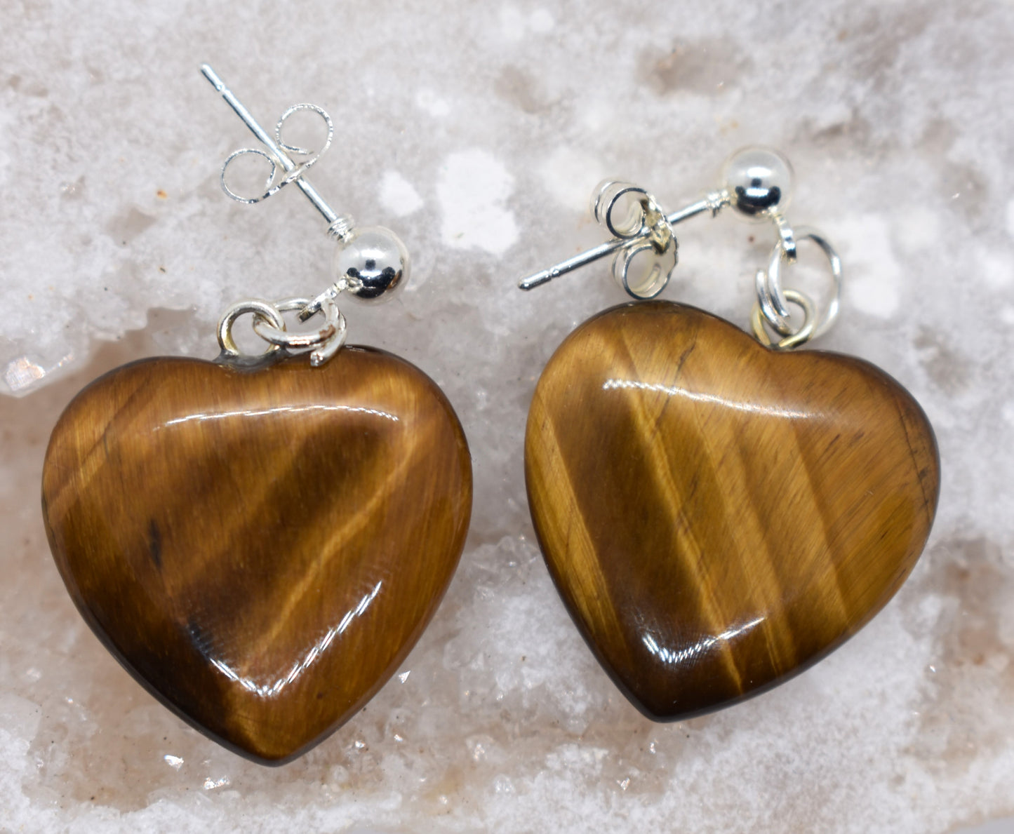 Oorbellen Tijgeroog Hartjes groot