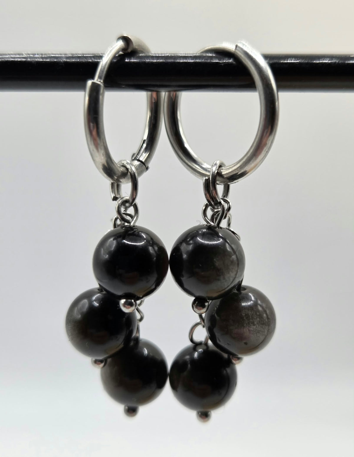 Oorbellen Zilver Obsidiaan