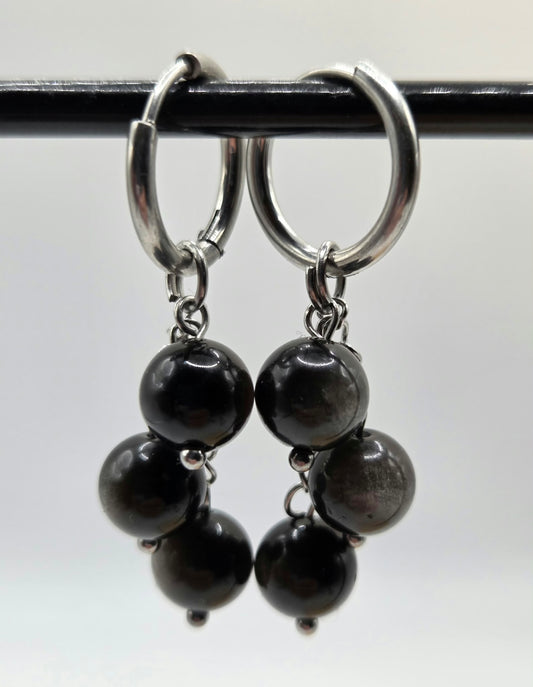Oorbellen Zilver Obsidiaan