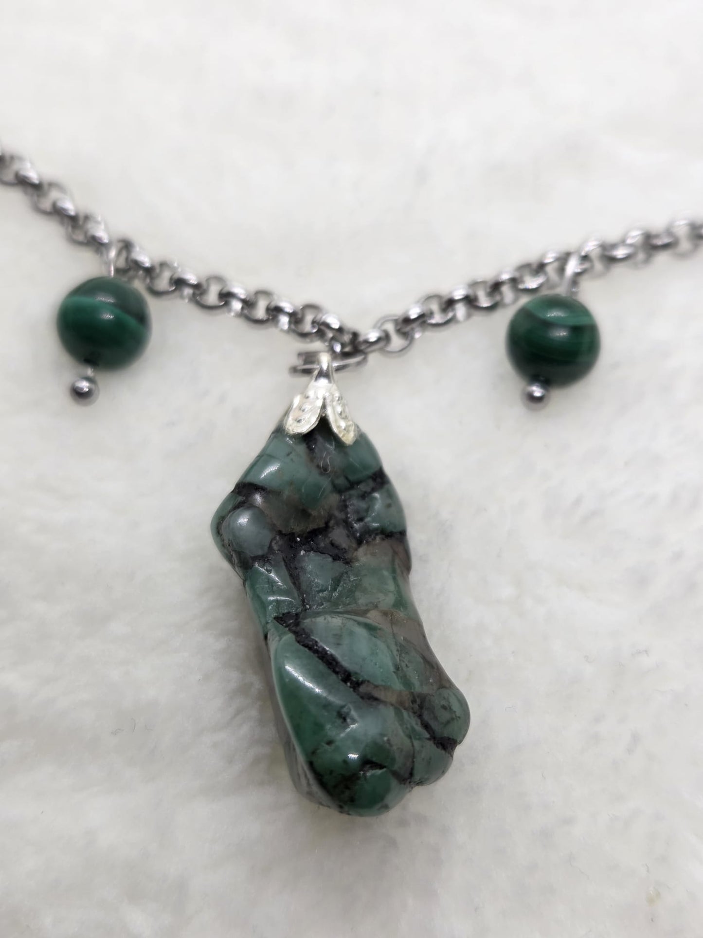 Statementketting Smaragd, Malachiet, Aventurijn