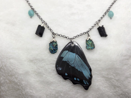 Statementketting Vlindervleugel en edelstenen