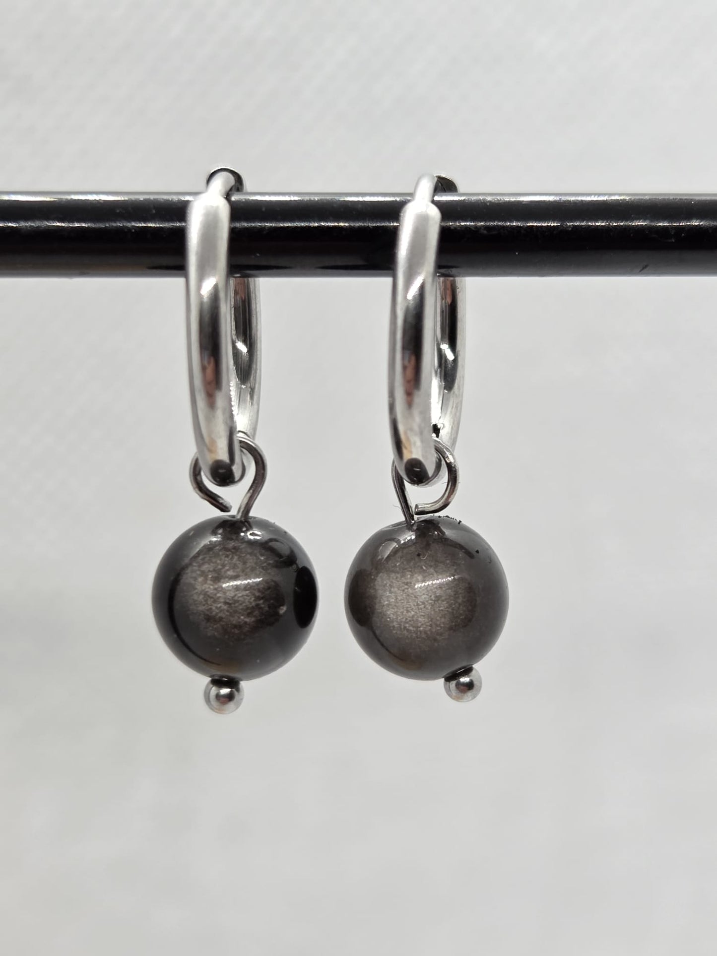 Oorbellen Zilver Obsidiaan