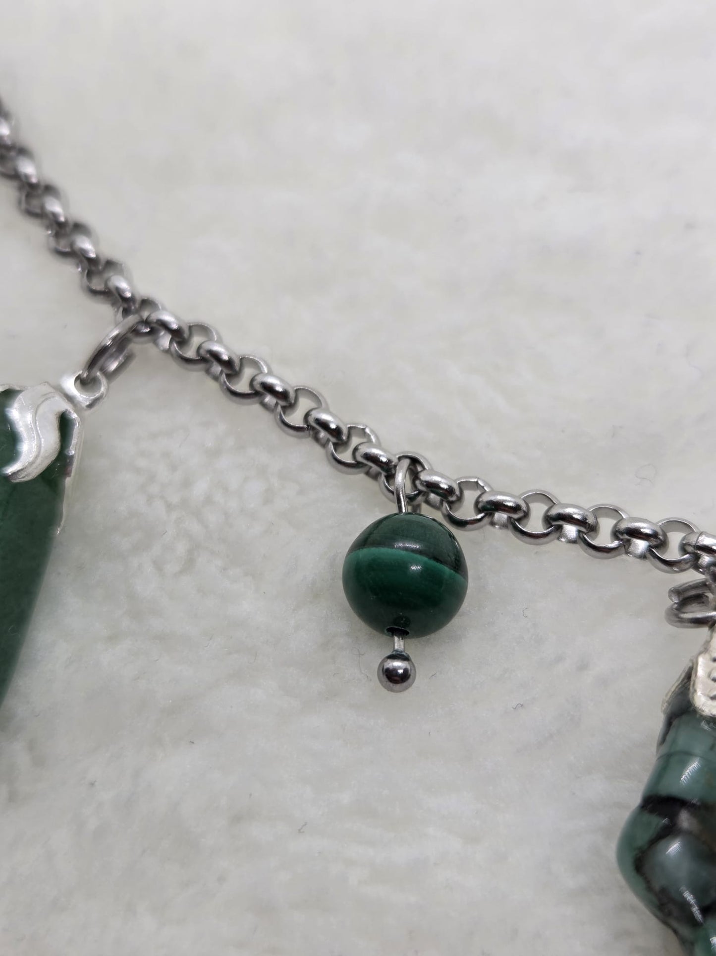 Statementketting Smaragd, Malachiet, Aventurijn