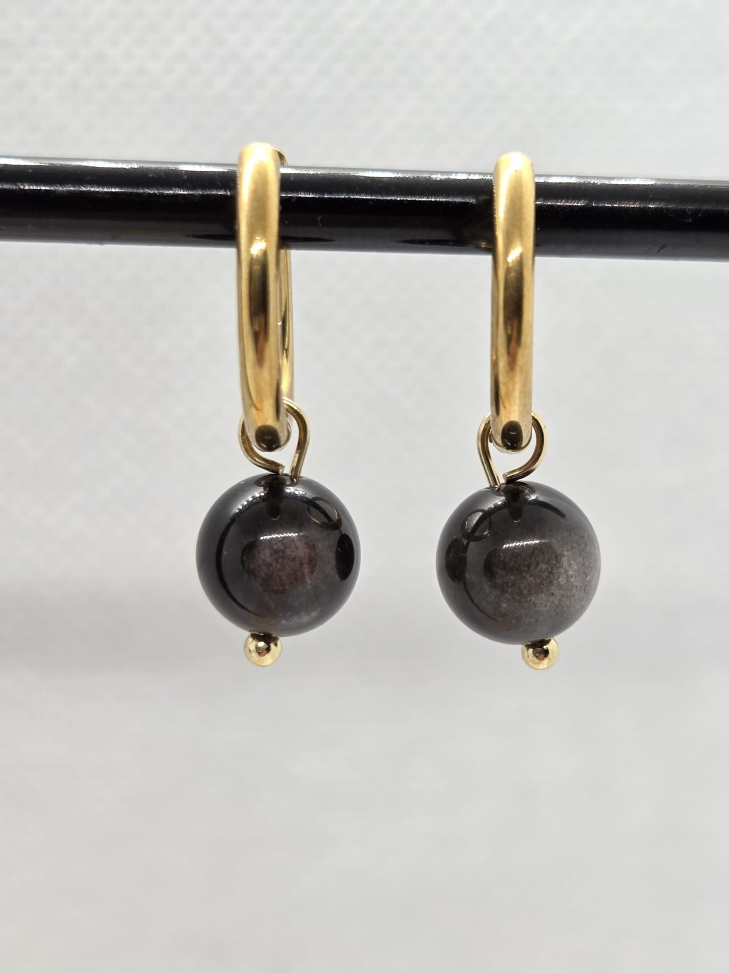 Oorbellen Zilver Obsidiaan